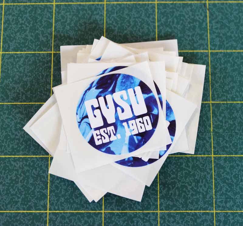 Stack of GVSU stickers